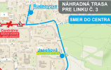 Náhradná trasa linky č. 3 v smere do centra<br/>DPMŽ
